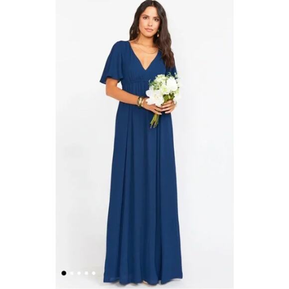 SHOW ME YOUR MUMU Emily Empire Waist Maxi Dress in Crisp Navy // XXS - Picture 2 of 10